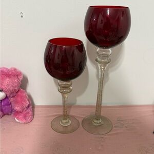 Elegant Red Glass Candle Holders